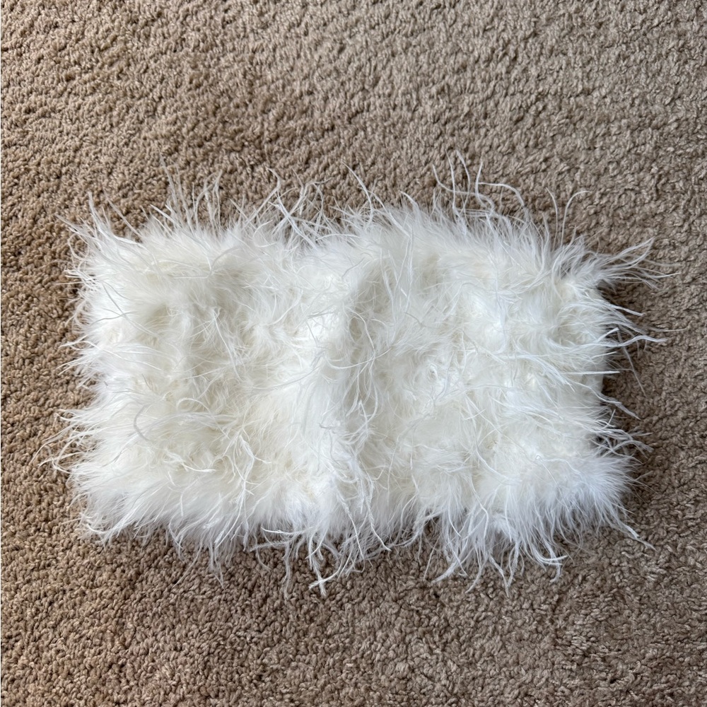 12th Tribe White Feather Tube Crop Top Bridal